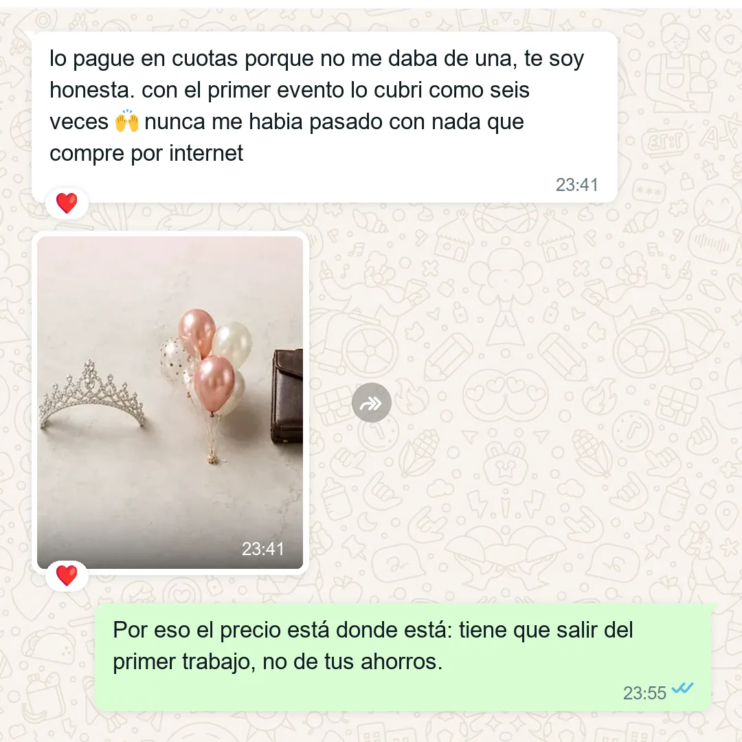 TESTIMONIO: captura real de WhatsApp 5 de 8 — uso la calculadora y paso un precio que sostuvo. SIN TESTIMONIO REAL NO SE PUBLICA